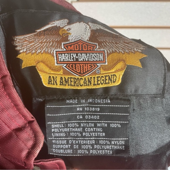 Women's HARLEY DAVIDSON MOTORCYCLES Riding Nylon Jacket - Large Burgundy - Picture 11 of 12